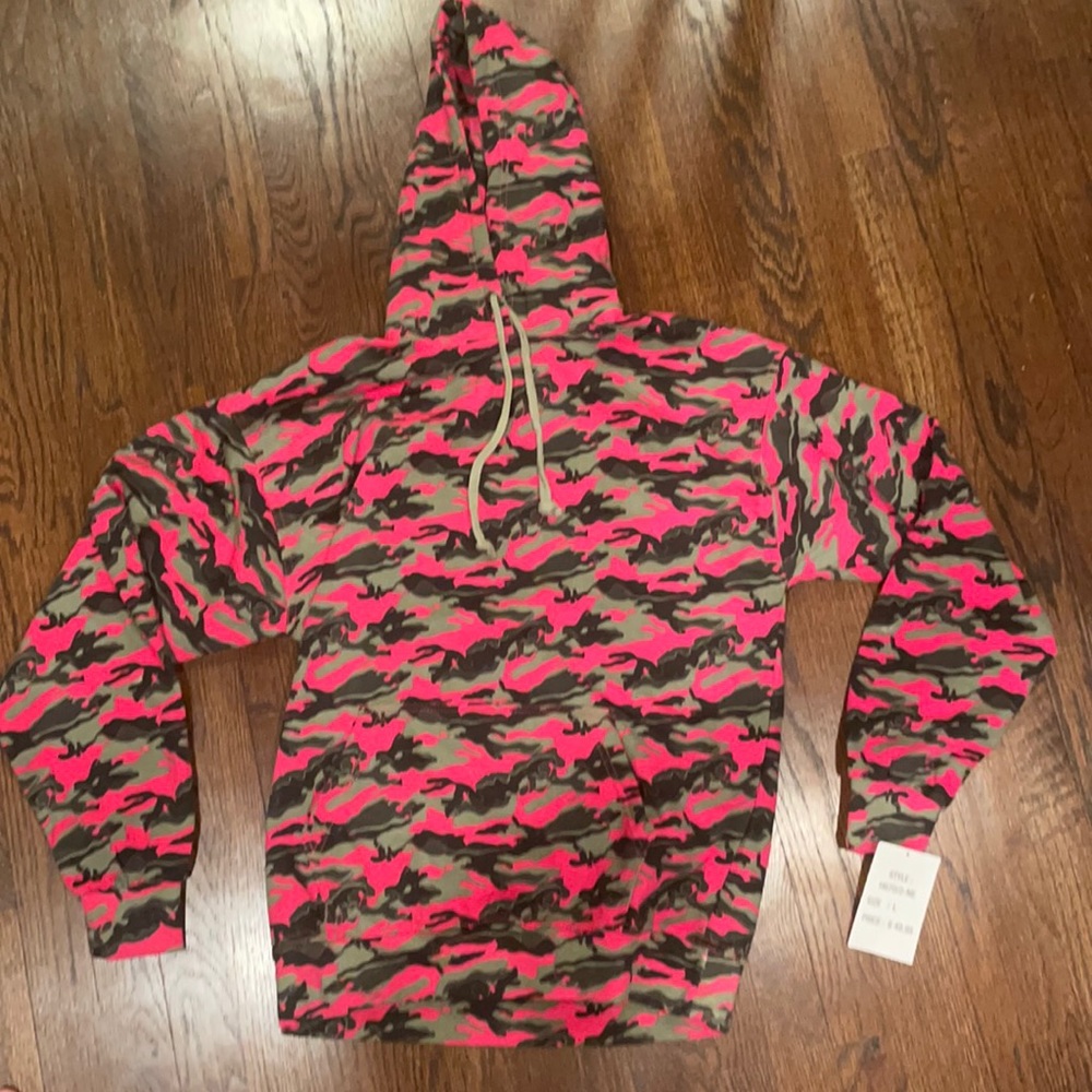 Pink and Green Patterned camouflage hoodie
